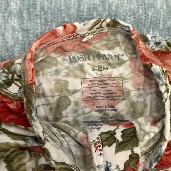 Posh Peanut Floral Baby Onesie in Red, Orange and Green - Picture 2 of 3